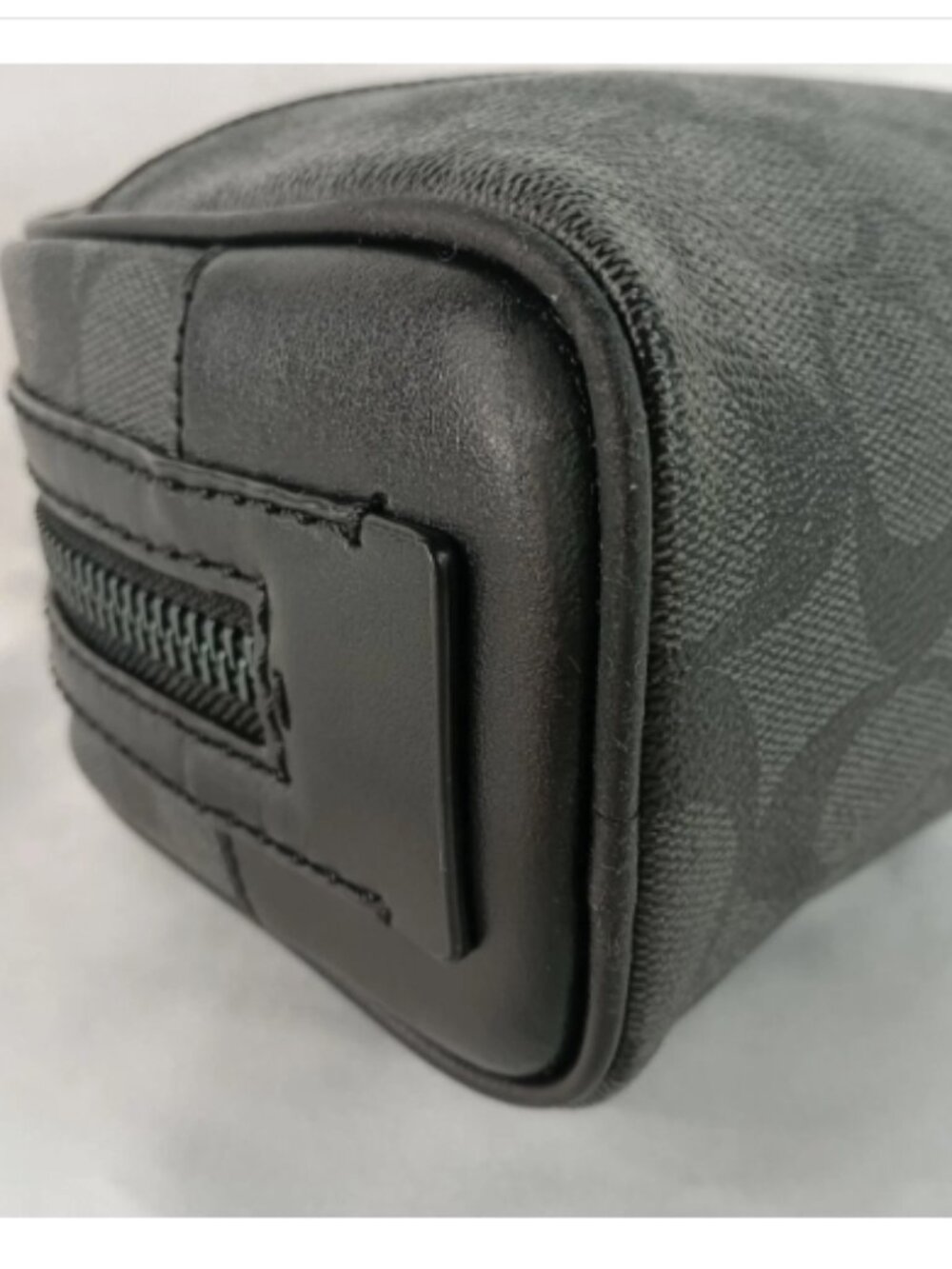 Pre-Owned Coach Signature Canvas Small Travel Kit Toiletry Bag Charcoal Black - Picture 10 of 14